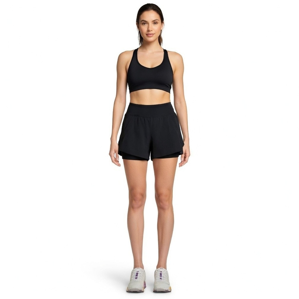 Avia Women's Compression Waist Run Shorts 8-10 Black Athletic 100% Polyester VG